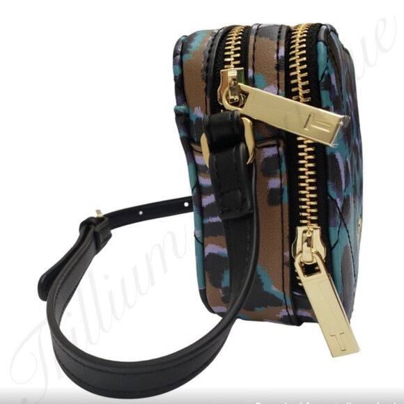 NWT TED BAKER LONDON Bag Crossbody Camera Olive Quiltt Leopard Faux Leather - Picture 8 of 12